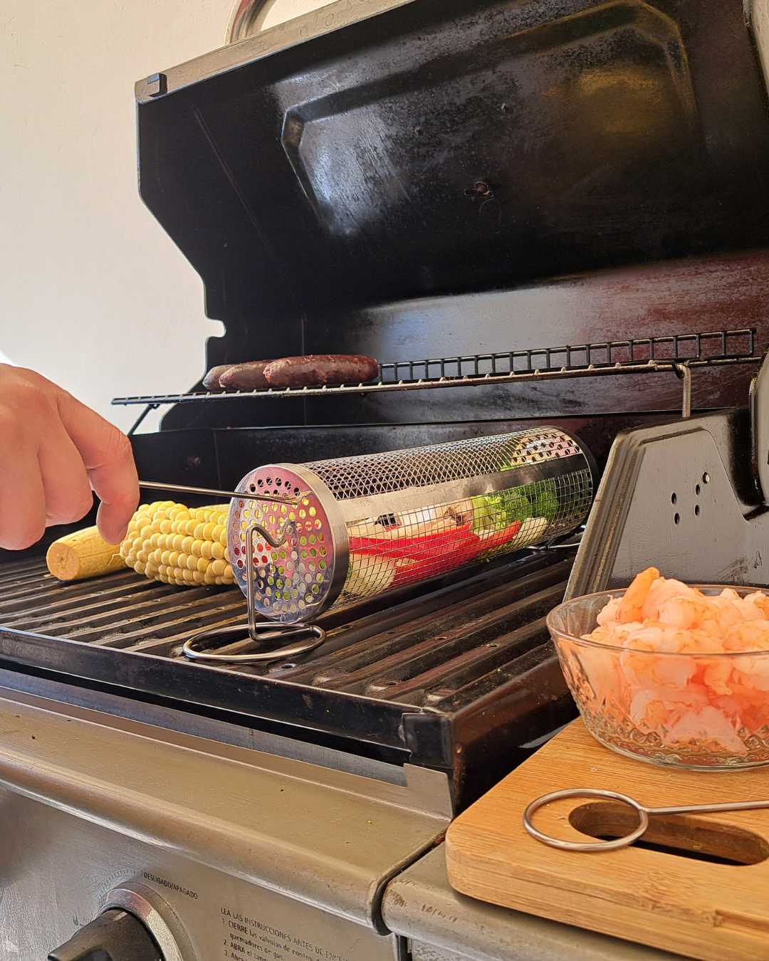 Rolling Grilling Basket with Stands
